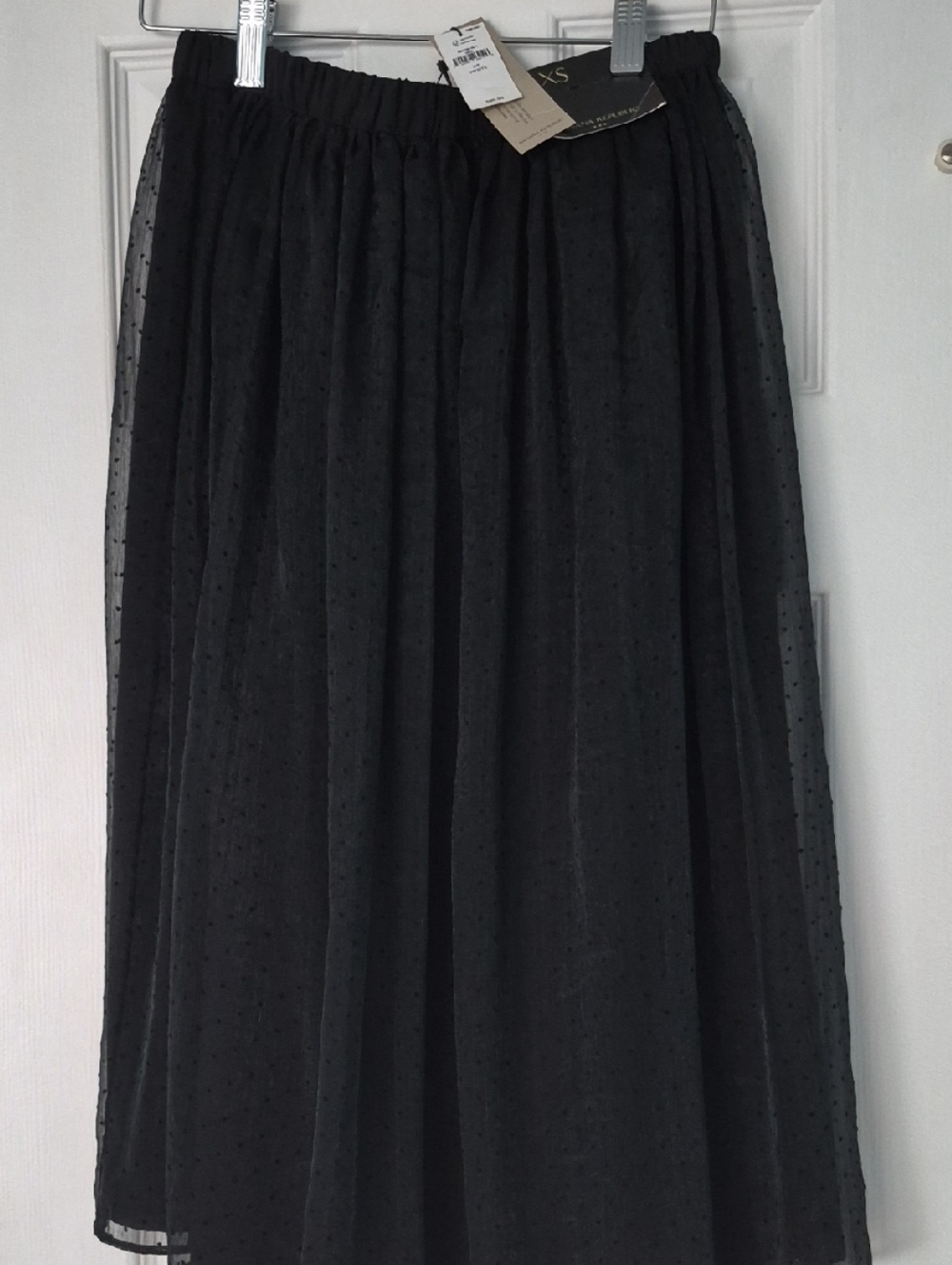 Banana Republic Black Swiss Dot Midi Skirt